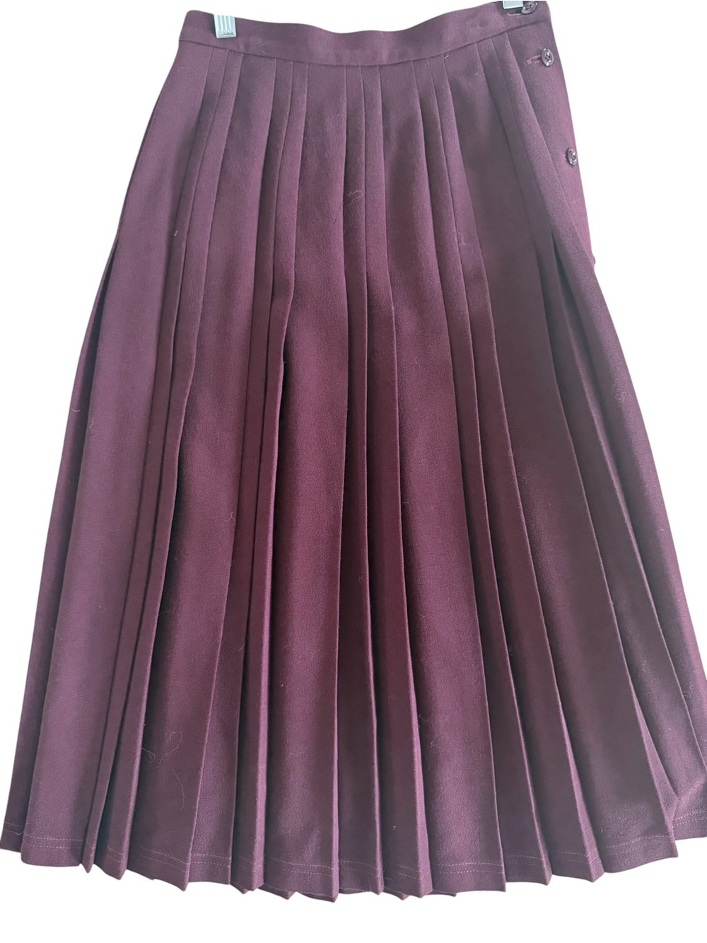 Jaeger New Burgundy Pleated Midi Skirt US 8 Preppy Lauren Style - Picture 9 of 9